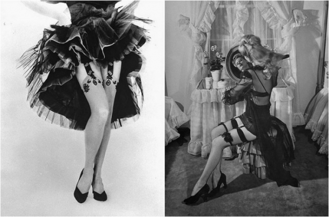 Винтажный гламур девушки в чулках 1940-1950-х