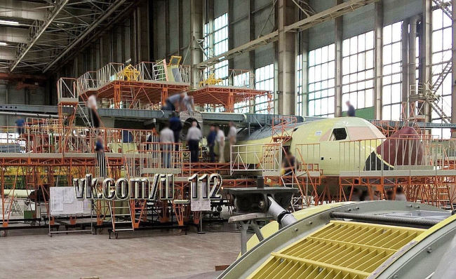 Сборка первого прототипа военно-транспортного самолёта Ил-112 В на ПАО ВАСО