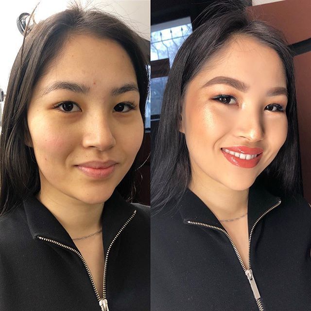 Участницы конкурса красоты «Мисс Караганда-2017» до и после нанесения макия ...