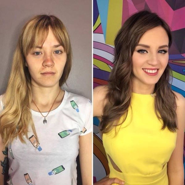 Современный макияж творит чудеса: "До и после" (26 фото)