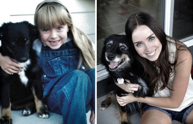 До и после: 30 фотографий собак, которые выросли вместе со своими владельца ...