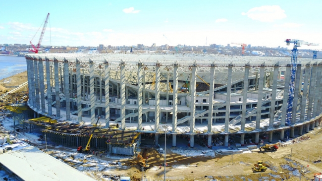 Строительство металлического каркаса Стадиона Нижний Новгород завершено