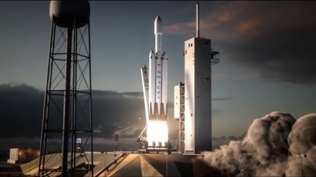 Анимация запуска новой американской ракеты Falcon Heavy которая выведет в космос автомобиль Tesla В качестве тестовой нагрузки